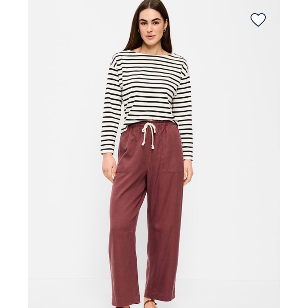 Old Navy High-Waisted Utility Ankle Pants Women Large Dark Mauve Comfort Waist